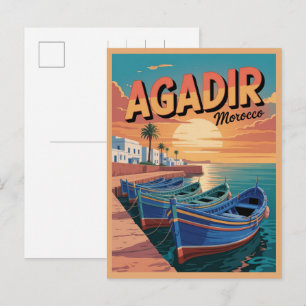 Vintage Agadir city beach morocco travel souvenirs Postcard
