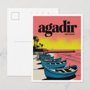 Vintage Agadir city beach morocco travel souvenirs Postcard