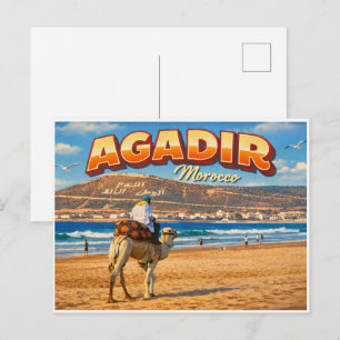 Vintage Agadir city beach morocco travel souvenirs Postcard