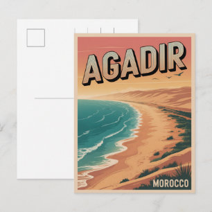 Vintage Agadir city beach morocco travel souvenirs Postcard