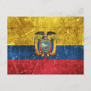 Vintage Aged and Scratched Flag of Ecuador Postcard