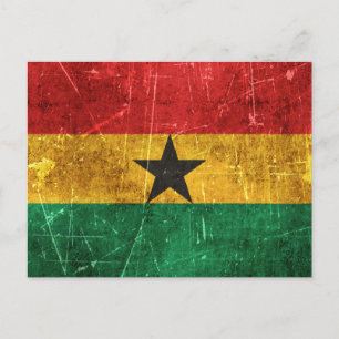 Vintage Aged and Scratched Flag of Ghana Postcard