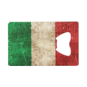 Vintage Aged and Scratched Flag of Italy Wallet Bottle Opener