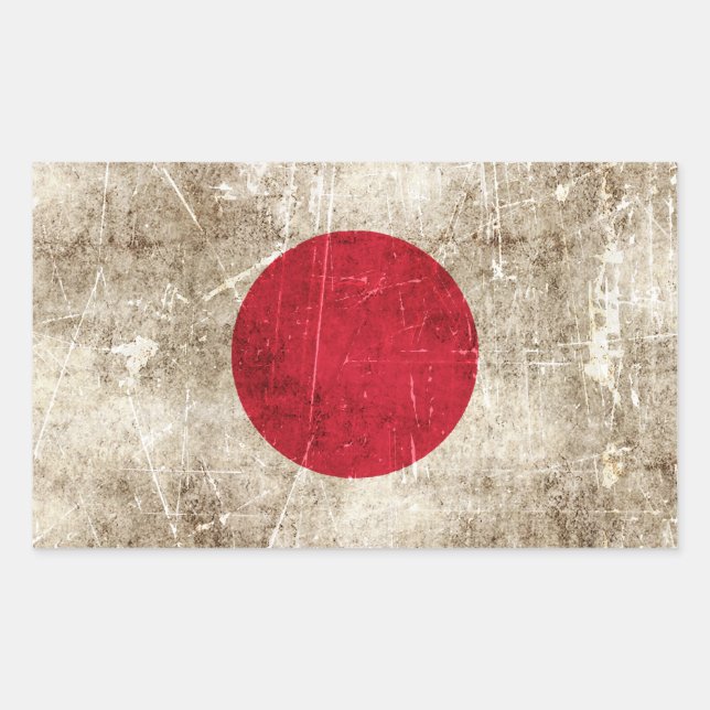 Vintage Aged and Scratched Flag of Japan Sticker (Front)