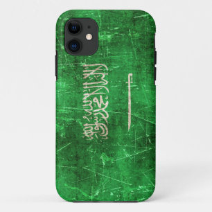 Vintage Aged and Scratched Flag of Saudi Arabia iPhone 11 Case