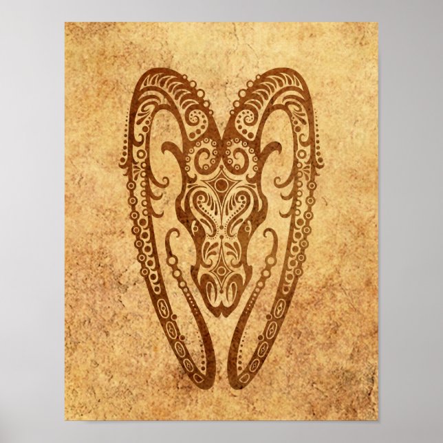 Vintage Aged Aries Zodiac Poster (Front)