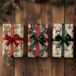 Vintage Aged christmas Patterns Wrapping Paper Sheet<br><div class="desc">This design may be personalized by choosing the Edit Design option. You may also transfer onto other items. Contact me at colorflowcreations@gmail.com or use the chat option at the top of the page if you wish to have this design on another product or need assistance with this design. I am...</div>