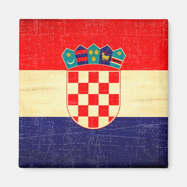 Vintage Aged Croatian Flag Magnet (Front)