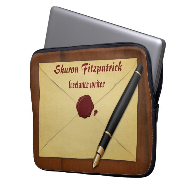 Vintage Aged Paper Envelope 13 Inch Laptop Sleeve (Front Left)