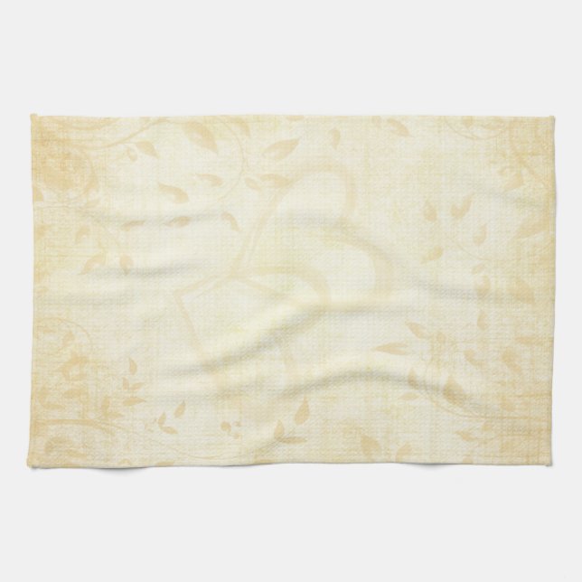 Vintage Aged Paper Wedding Kitchen Towel (Horizontal)