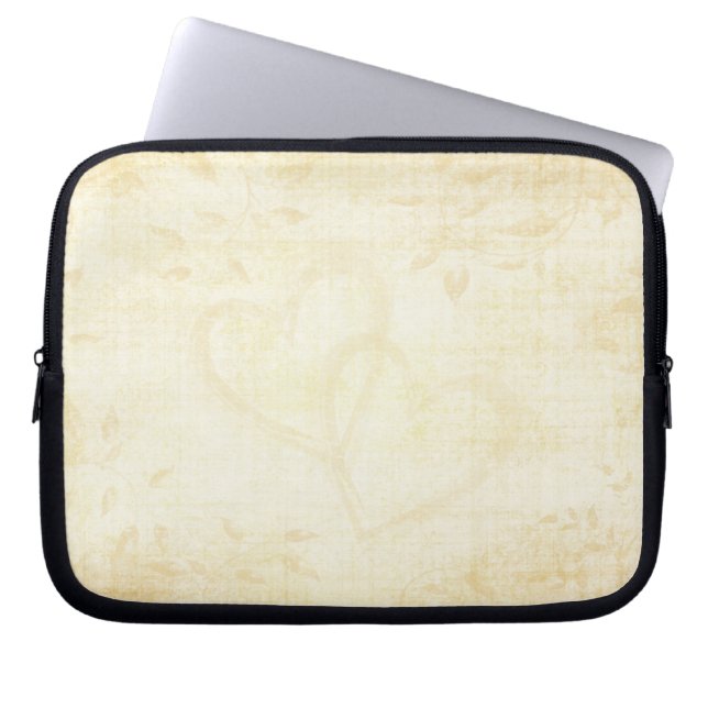 Vintage Aged Paper Wedding Laptop Sleeve (Front)