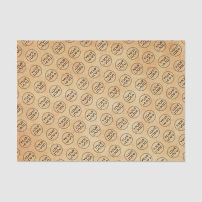 Vintage aged parchment custom logo tissue paper (Front)