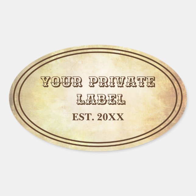 Vintage Aged Parchment Your Private Label Oval (Front)