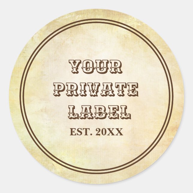 Vintage Aged Parchment Your Private Label Round (Front)