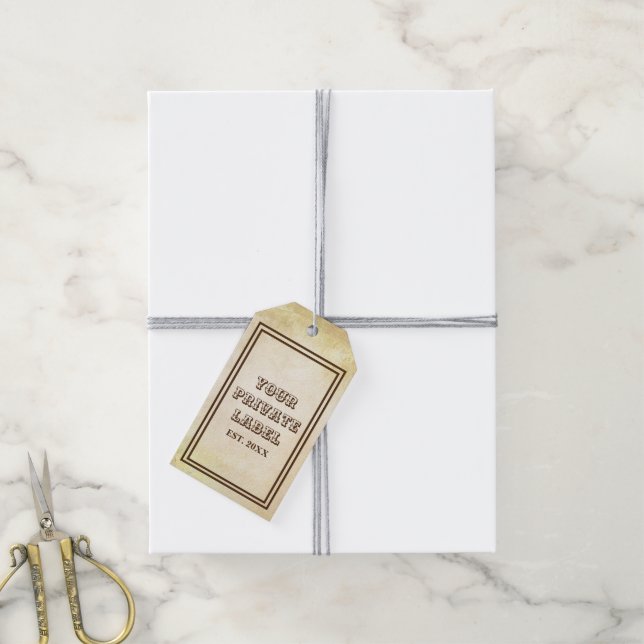 Vintage Aged Parchment Your Private Label Square (With Twine)