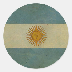Vintage aged retro Argentina flag Classic Round Sticker