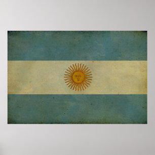 Vintage aged retro Argentina flag Poster
