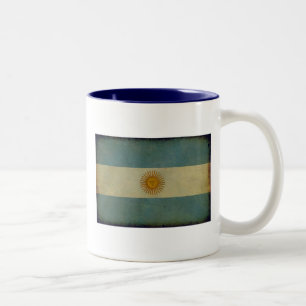 Vintage aged retro Argentina flag Two-Tone Coffee Mug