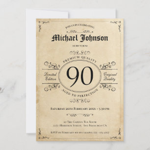 Vintage Aged to Perfection Birthday Elegant Rustic Invitation