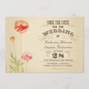 vintage aged typographic save the date