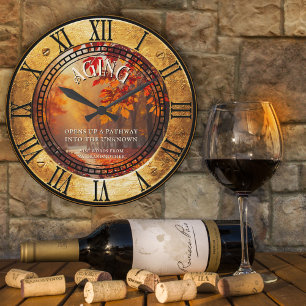 Vintage Aging Fall Leaves Forest Path Round Clock