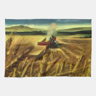 Vintage Agricultural Farm Business, Wheat Farming Kitchen Towel