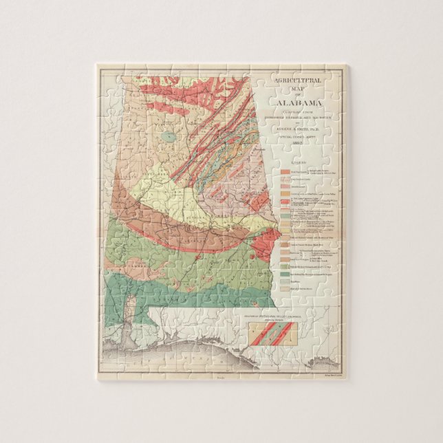 Vintage Agricultural Map of Alabama (1882) Jigsaw Puzzle (Vertical)