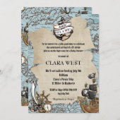 Vintage Ahoy It's a Boy Pirate Baby Shower Map Invitation (Front/Back)