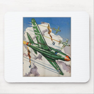 Vintage Air Force Us Jet Fighter Usa War Aviation  Mouse Pad