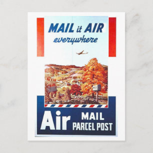 Vintage Air Mail Post Office Advertisement Postcard