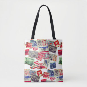 Vintage Air Mail Postage Stamps Tote Bag