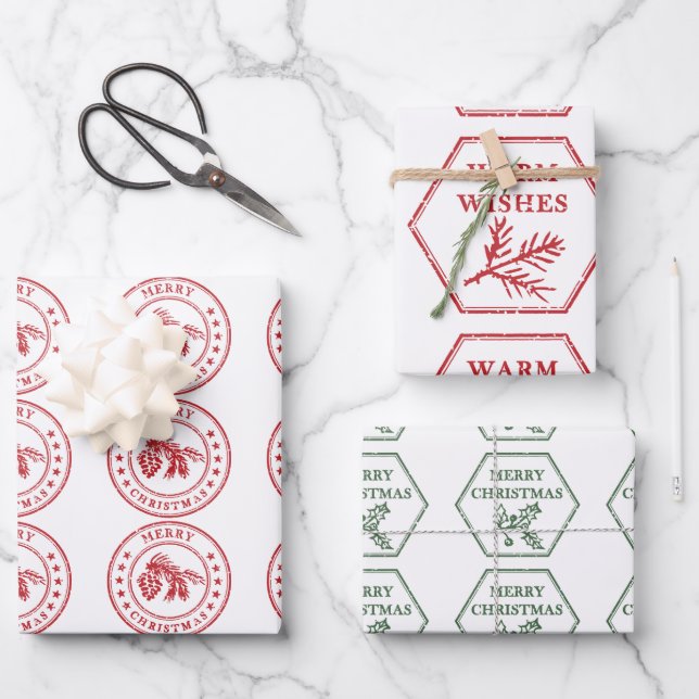 Vintage Air Mail Stamps Wrapping Paper Sheets (Front)