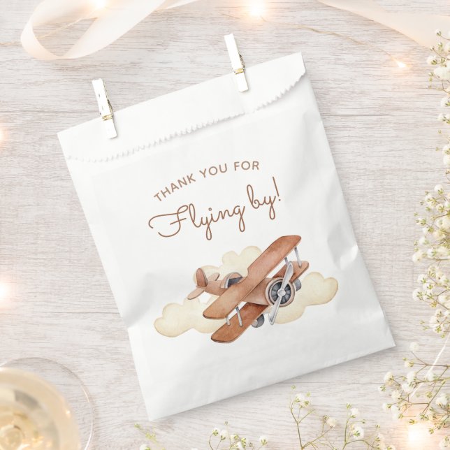 Vintage Aircraft Biplane Boy's Birthday Favour Bag (Clipped)