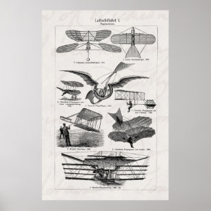 Vintage Aircrafts Airplanes Airships Retro Planes Poster