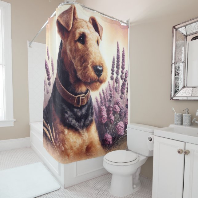 Vintage Airedale Terrier Painting (In Situ)