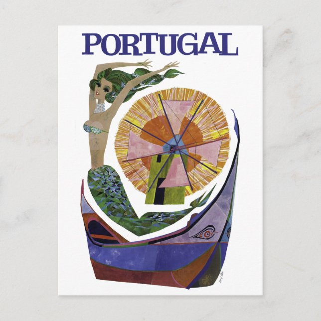 Vintage Airline Portugal Travel Postcard (Front)