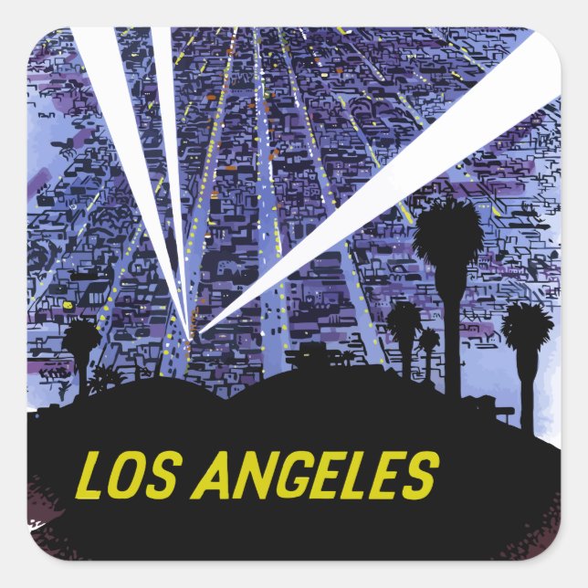 Vintage Airline Travel Los Angeles Square Sticker (Front)