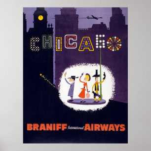 Vintage Airline Windy City Chicago Travel Poster