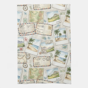 Vintage Airmail Adventure (1) Kitchen Towel