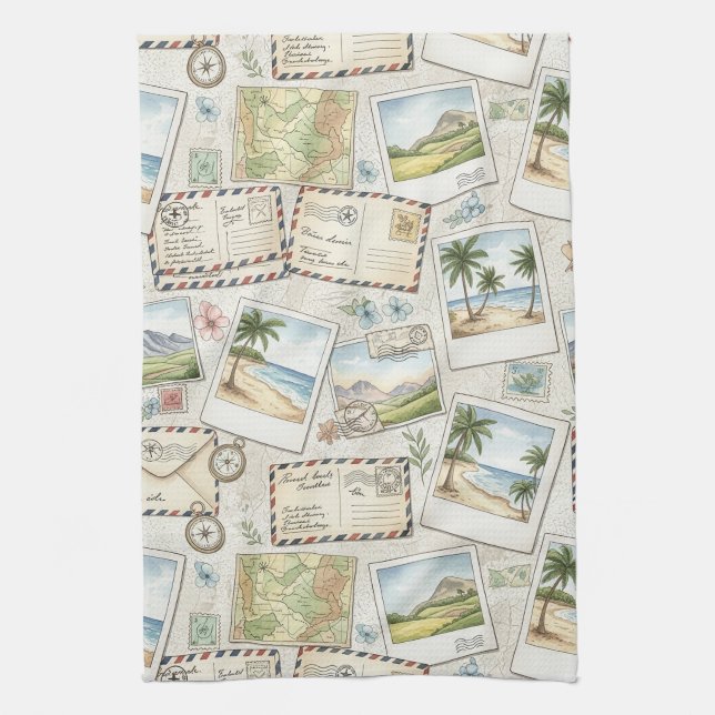 Vintage Airmail Adventure (1) Kitchen Towel (Vertical)