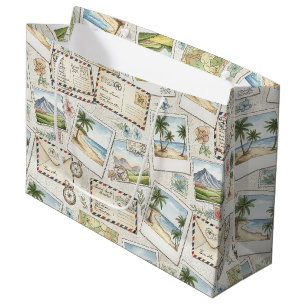 Vintage Airmail Adventure (1) Large Gift Bag