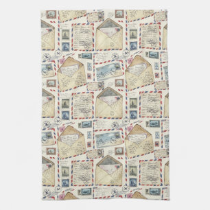 Vintage Airmail Adventure (2) Kitchen Towel
