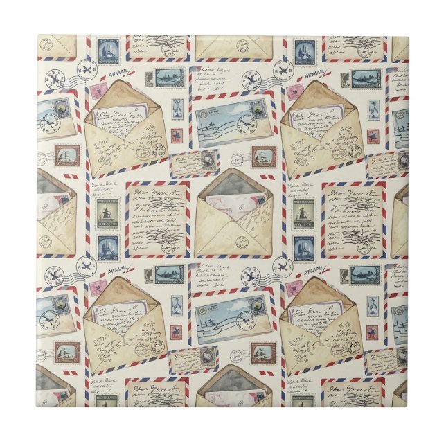 Vintage Airmail Adventure (2) Tile (Front)