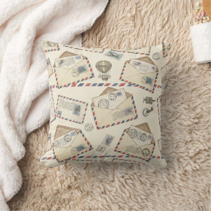 Vintage Airmail Adventure (3) Throw Pillow