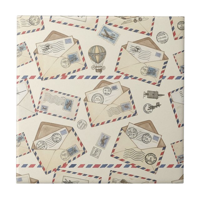Vintage Airmail Adventure (3) Tile (Front)