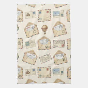 Vintage Airmail Adventure (4) Kitchen Towel