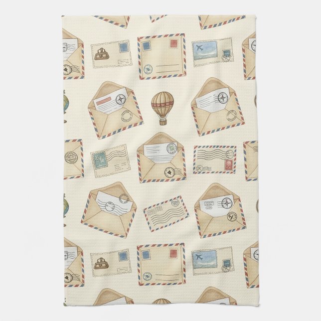 Vintage Airmail Adventure (4) Kitchen Towel (Vertical)