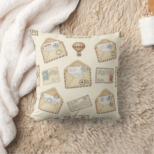 Vintage Airmail Adventure (4) Throw Pillow