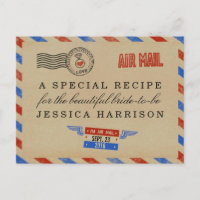 Vintage Airmail Bridal Shower Recipe Cards