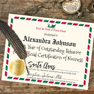 Vintage Airmail Santa Claus Nice Certificate